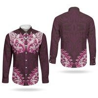 New Zealand Ta Moko Couples Matching Summer Maxi Dress and Long Sleeve Button Shirt Aotearoa Maori Chest Tattoo Pink LT14 - Polynesian Pride