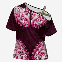New Zealand Ta Moko Cross Shoulder Shirt Aotearoa Maori Chest Tattoo Pink LT14 Female Pink - Polynesian Pride