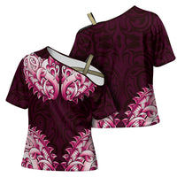 New Zealand Ta Moko Cross Shoulder Shirt Aotearoa Maori Chest Tattoo Pink LT14 - Polynesian Pride