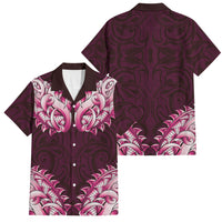 New Zealand Ta Moko Family Matching Mermaid Dress and Hawaiian Shirt Aotearoa Maori Chest Tattoo Pink LT14 Dad's Shirt - Short Sleeve Pink - Polynesian Pride