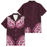 New Zealand Ta Moko Family Matching Off The Shoulder Long Sleeve Dress and Hawaiian Shirt Aotearoa Maori Chest Tattoo Pink LT14 Dad's Shirt - Short Sleeve Pink - Polynesian Pride