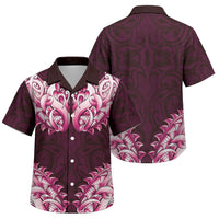 New Zealand Ta Moko Family Matching Off The Shoulder Long Sleeve Dress and Hawaiian Shirt Aotearoa Maori Chest Tattoo Pink LT14 Son's Shirt Pink - Polynesian Pride