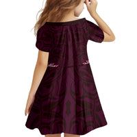 New Zealand Ta Moko Kid Short Sleeve Dress Aotearoa Maori Chest Tattoo Pink LT14 - Polynesian Pride