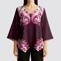 New Zealand Ta Moko Kimono Sleeve Blouse Aotearoa Maori Chest Tattoo Pink LT14 - Polynesian Pride