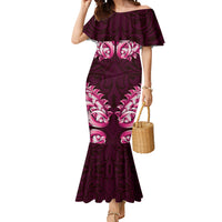 New Zealand Ta Moko Mermaid Dress Aotearoa Maori Chest Tattoo Pink LT14 Women Pink - Polynesian Pride