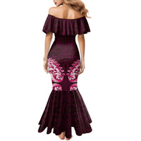 New Zealand Ta Moko Mermaid Dress Aotearoa Maori Chest Tattoo Pink LT14 - Polynesian Pride