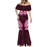 New Zealand Ta Moko Mermaid Dress Aotearoa Maori Chest Tattoo Pink LT14 - Polynesian Pride