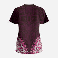 New Zealand Ta Moko Scrub Top Aotearoa Maori Chest Tattoo Pink LT14 - Polynesian Pride