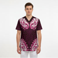 New Zealand Ta Moko Scrub Top Aotearoa Maori Chest Tattoo Pink LT14 - Polynesian Pride