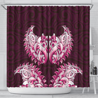 New Zealand Ta Moko Shower Curtain Aotearoa Maori Chest Tattoo Pink LT14 - Polynesian Pride