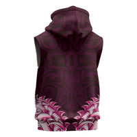 New Zealand Ta Moko Sleeveless Zip Hoodie Aotearoa Maori Chest Tattoo Pink LT14 - Polynesian Pride