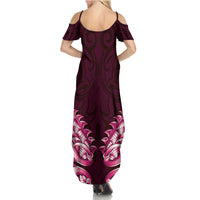 New Zealand Ta Moko Summer Maxi Dress Aotearoa Maori Chest Tattoo Pink LT14 - Polynesian Pride