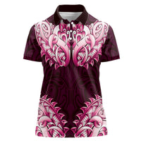 New Zealand Ta Moko Women Polo Shirt Aotearoa Maori Chest Tattoo Pink LT14 Female Pink - Polynesian Pride