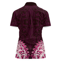 New Zealand Ta Moko Women Polo Shirt Aotearoa Maori Chest Tattoo Pink LT14 - Polynesian Pride