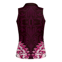 New Zealand Ta Moko Women Sleeveless Polo Shirt Aotearoa Maori Chest Tattoo Pink LT14 - Polynesian Pride