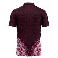 New Zealand Ta Moko Zipper Polo Shirt Aotearoa Maori Chest Tattoo Pink LT14 - Polynesian Pride