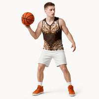 New Zealand Ta Moko Basketball Jersey Aotearoa Maori Chest Tattoo Orange LT14 - Polynesian Pride