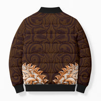 New Zealand Ta Moko Bomber Puffer Jacket Aotearoa Maori Chest Tattoo Orange LT14 - Polynesian Pride