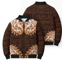 New Zealand Ta Moko Bomber Puffer Jacket Aotearoa Maori Chest Tattoo Orange LT14 - Polynesian Pride