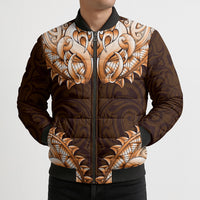 New Zealand Ta Moko Bomber Puffer Jacket Aotearoa Maori Chest Tattoo Orange LT14 - Polynesian Pride
