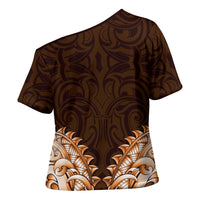 New Zealand Ta Moko Cross Shoulder Shirt Aotearoa Maori Chest Tattoo Orange LT14 - Polynesian Pride
