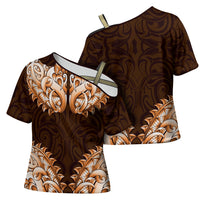 New Zealand Ta Moko Cross Shoulder Shirt Aotearoa Maori Chest Tattoo Orange LT14 - Polynesian Pride