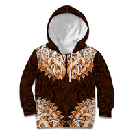 New Zealand Ta Moko Kid Hoodie Aotearoa Maori Chest Tattoo Orange LT14 Hoodie Orange - Polynesian Pride