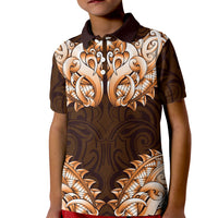 New Zealand Ta Moko Kid Polo Shirt Aotearoa Maori Chest Tattoo Orange LT14 Kid Orange - Polynesian Pride