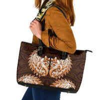 New Zealand Ta Moko Leather Tote Bag Aotearoa Maori Chest Tattoo Orange LT14 Orange - Polynesian Pride