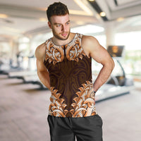 New Zealand Ta Moko Men Tank Top Aotearoa Maori Chest Tattoo Orange LT14 Orange - Polynesian Pride