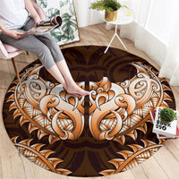 New Zealand Ta Moko Round Carpet Aotearoa Maori Chest Tattoo Orange LT14 - Polynesian Pride