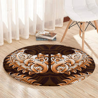 New Zealand Ta Moko Round Carpet Aotearoa Maori Chest Tattoo Orange LT14 - Polynesian Pride