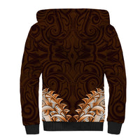 New Zealand Ta Moko Sherpa Hoodie Aotearoa Maori Chest Tattoo Orange LT14 - Polynesian Pride