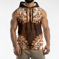New Zealand Ta Moko Sleeveless Hoodie Aotearoa Maori Chest Tattoo Orange LT14 - Polynesian Pride