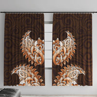 New Zealand Ta Moko Window Curtain Aotearoa Maori Chest Tattoo Orange LT14 With Hooks Orange - Polynesian Pride