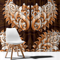 New Zealand Ta Moko Window Curtain Aotearoa Maori Chest Tattoo Orange LT14 - Polynesian Pride
