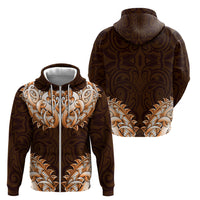 New Zealand Ta Moko Zip Hoodie Aotearoa Maori Chest Tattoo Orange LT14 - Polynesian Pride