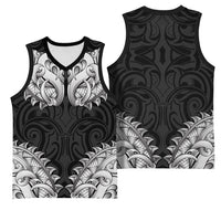 New Zealand Ta Moko Basketball Jersey Aotearoa Maori Chest Tattoo Black LT14 - Polynesian Pride