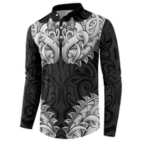 New Zealand Ta Moko Button Sweatshirt Aotearoa Maori Chest Tattoo Black LT14 - Polynesian Pride