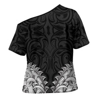 New Zealand Ta Moko Cross Shoulder Shirt Aotearoa Maori Chest Tattoo Black LT14 - Polynesian Pride