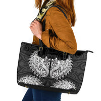 New Zealand Ta Moko Leather Tote Bag Aotearoa Maori Chest Tattoo Black LT14 Black - Polynesian Pride