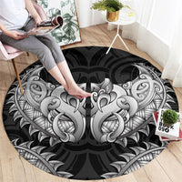 New Zealand Ta Moko Round Carpet Aotearoa Maori Chest Tattoo Black LT14 - Polynesian Pride