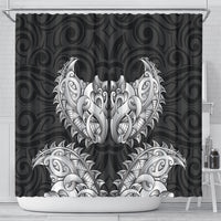 New Zealand Ta Moko Shower Curtain Aotearoa Maori Chest Tattoo Black LT14 - Polynesian Pride