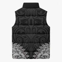 New Zealand Ta Moko Sleeveless Puffer Jacket Aotearoa Maori Chest Tattoo Black LT14 - Polynesian Pride