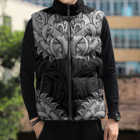 New Zealand Ta Moko Sleeveless Puffer Jacket Aotearoa Maori Chest Tattoo Black LT14 - Polynesian Pride