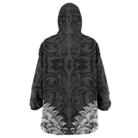 New Zealand Ta Moko Wearable Blanket Hoodie Aotearoa Maori Chest Tattoo Black LT14 - Polynesian Pride