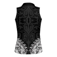 New Zealand Ta Moko Women Sleeveless Polo Shirt Aotearoa Maori Chest Tattoo Black LT14 - Polynesian Pride