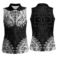 New Zealand Ta Moko Women Sleeveless Polo Shirt Aotearoa Maori Chest Tattoo Black LT14 - Polynesian Pride