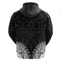 New Zealand Ta Moko Zip Hoodie Aotearoa Maori Chest Tattoo Black LT14 - Polynesian Pride