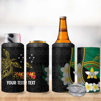 Personalised PNG Enga Provins 4 in 1 Can Cooler Tumbler Papua New Guinea Plumeria Melanesian Pattern - Polynesian Pride